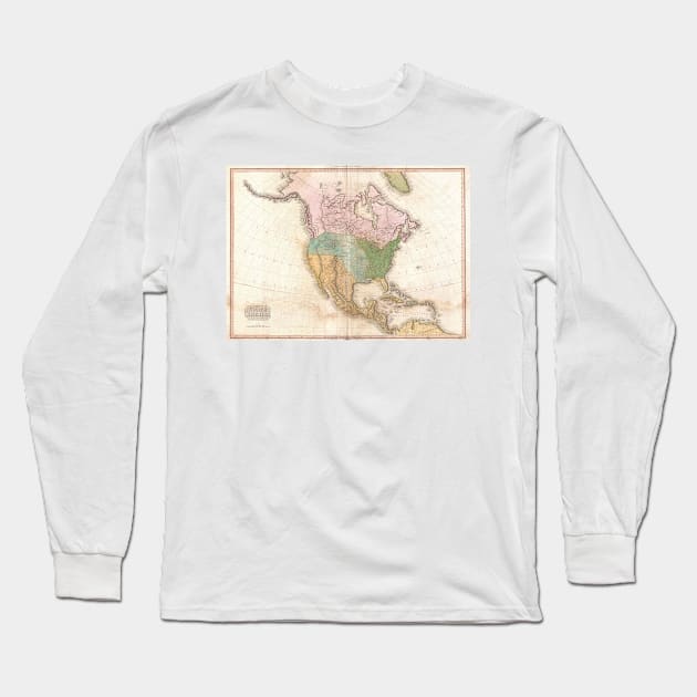 Vintage Map of North America (1818) Long Sleeve T-Shirt by Bravuramedia